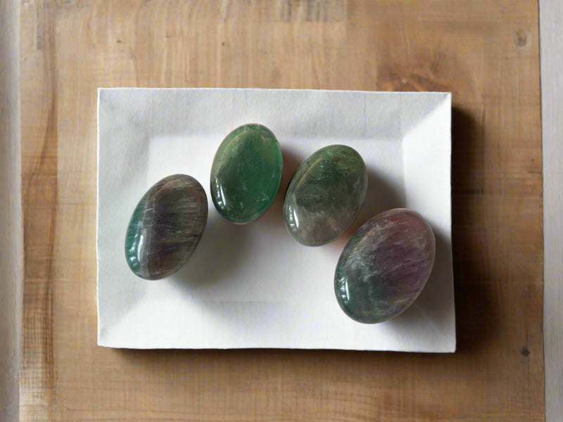 Rainbow Fluorite Oval Palm Stones for relationships, stress and creating order FB2864 🌸
