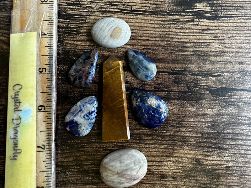 Tiger Eye, Sodalite, Picasso Jasper Crystal Grid Collection FB3364