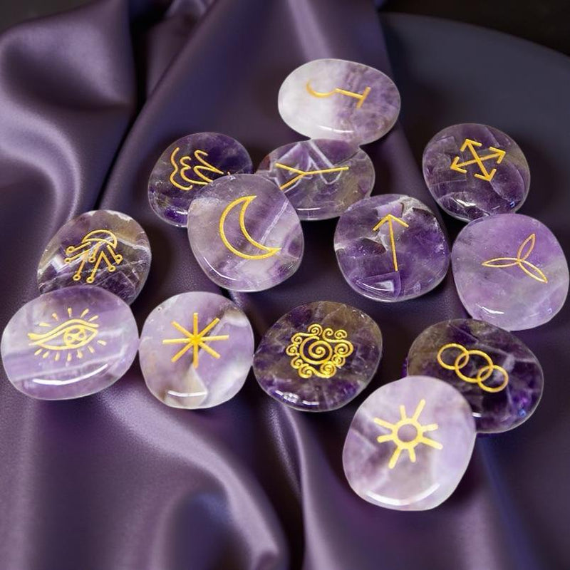 Amethyst Polished Witches Rune Set FB1335 💜