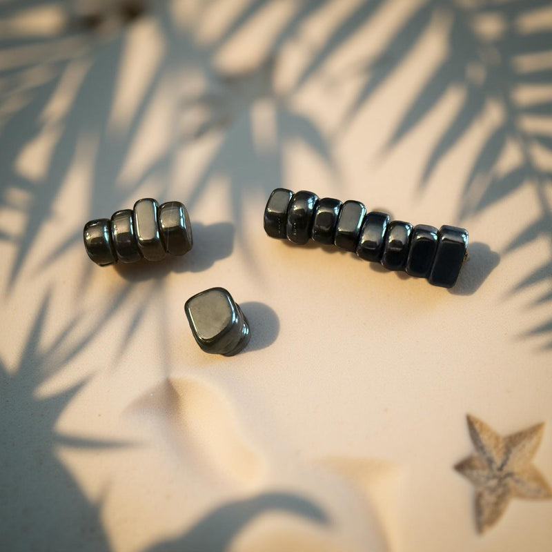 Magnetic Hematite Tumbled Stones, Rainbow Aura and Classic Silver 💙