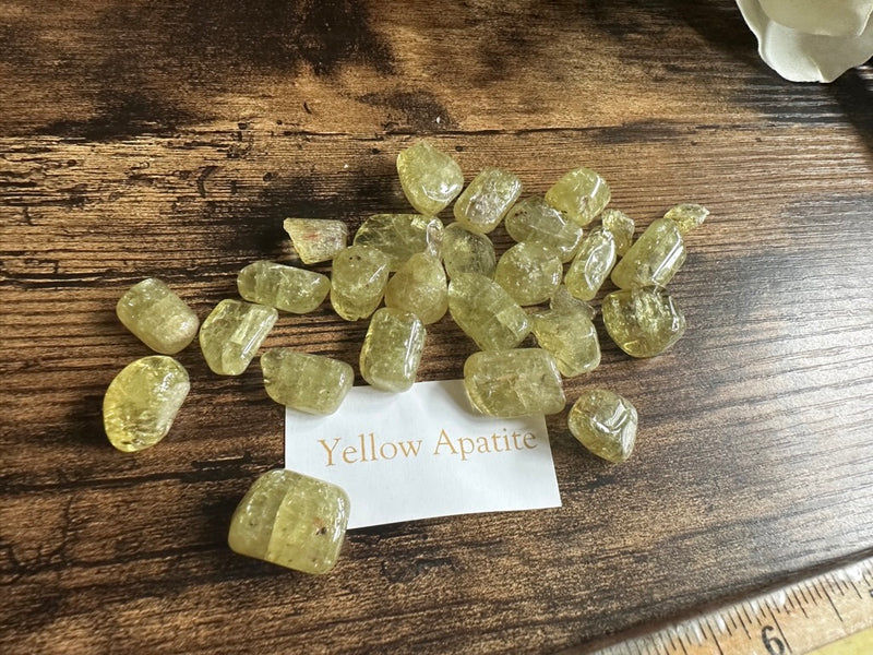 Tumbled Yellow Apatite joy and happiness, Set of 2, FB1177