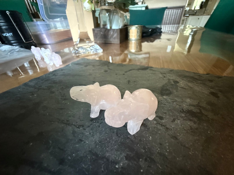 Rose Quartz Elephant Totem/Spirit Animal Carving FB3088 🐘