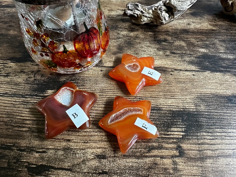 Carnelian Drusy Carved Star for vitality FB3196