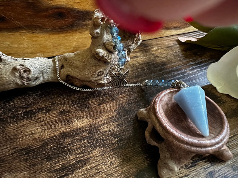Angelite Beaded Pendulum with Angel Charm FB3245 💧