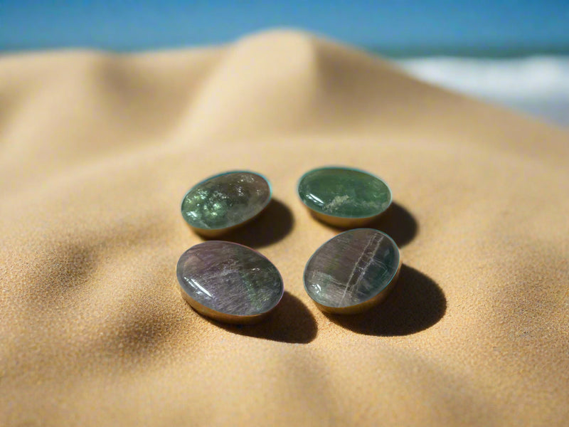 Rainbow Fluorite Oval Palm Stones for relationships, stress and creating order FB2864 🌸