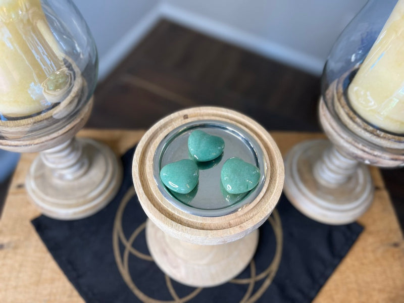 Green Aventurine Pocket Hearts for abundance, luck, confidence, intuition & to neutralize stress