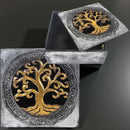 Wood Box with Tree of Life Lid, Gold and Silver Painted FB2556  🌕
