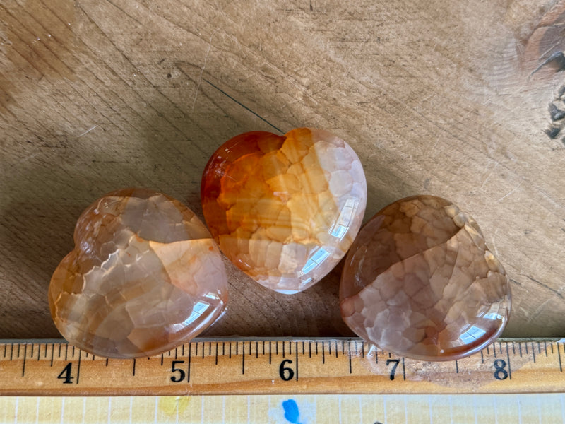 Fire Agate Medium Hearts, shielding, grounding, emotional balance FB1903 🧡