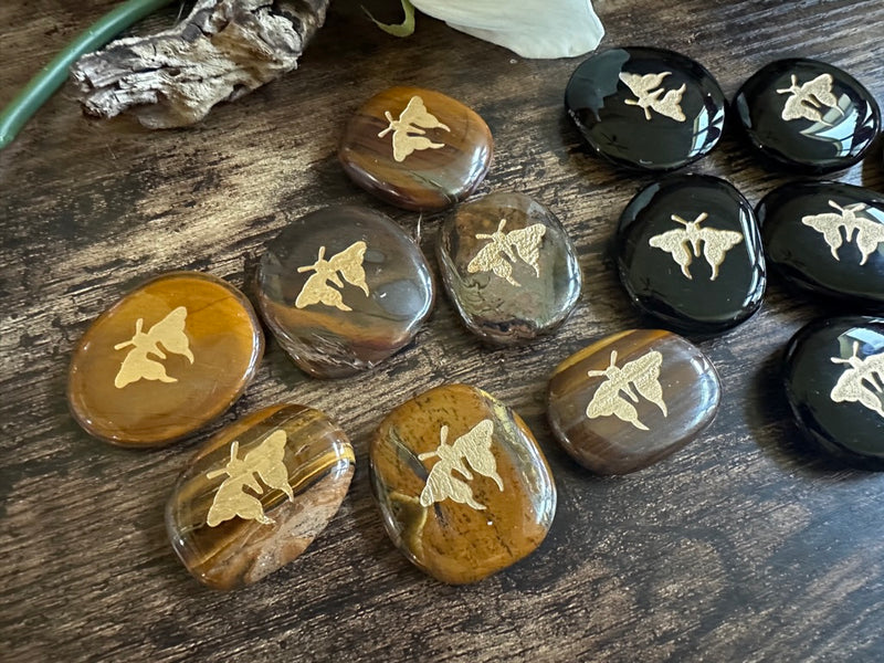 Butterfly Engraved Totem / Spirit Stone on Assorted Gemstones