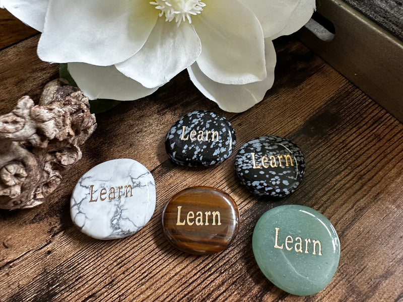 LEARN Wordstone Totem / Spirit Stone Engraved on Assorted Gemstones