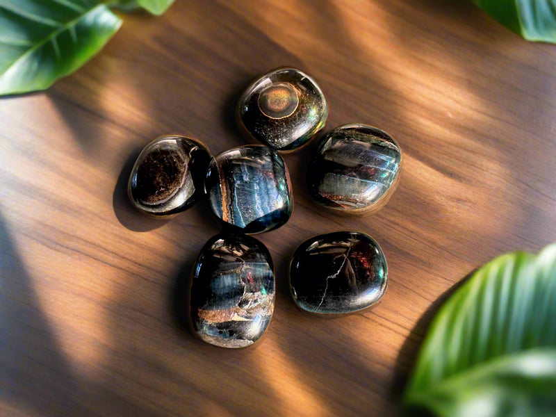Tumbled Blue Tiger Eye (Hawk's Eye), A quality, grounding, shielding, manifestation FB2636 💙