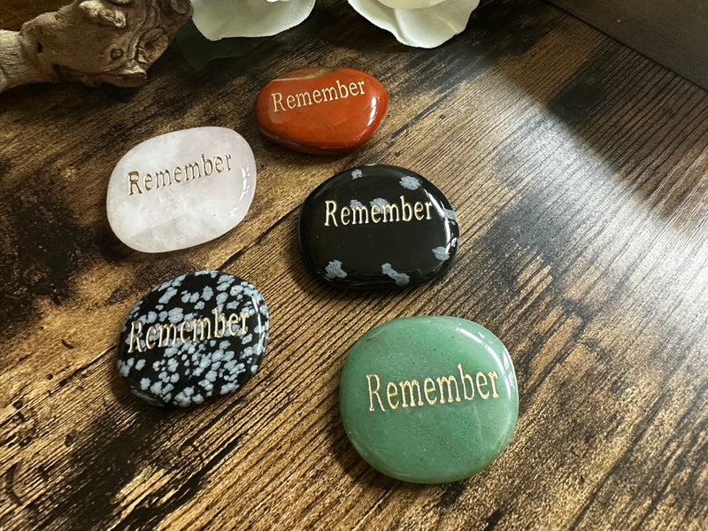 REMEMBER Wordstone Totem / Spirit Stone Engraved on Assorted Gemstones