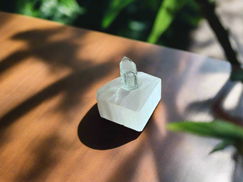 Clear Quartz Polished Chlorite Included Point FB2280 🌍