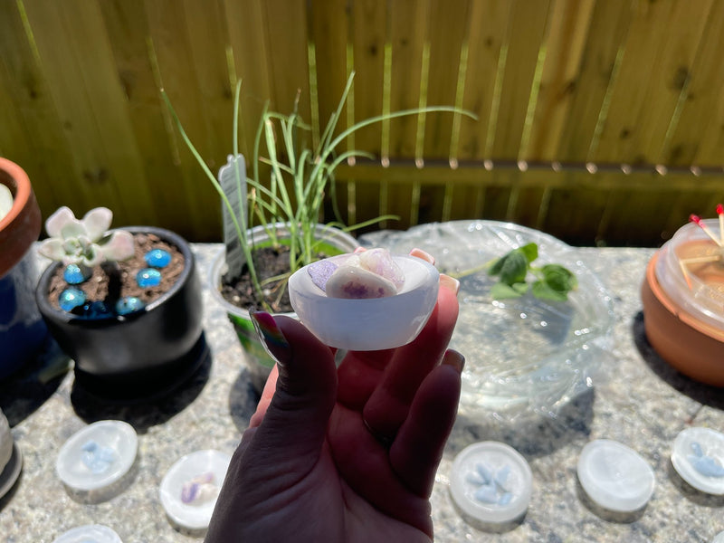 Selenite Etched Round Charging Plates / Bases for crystal grids and display FB1488