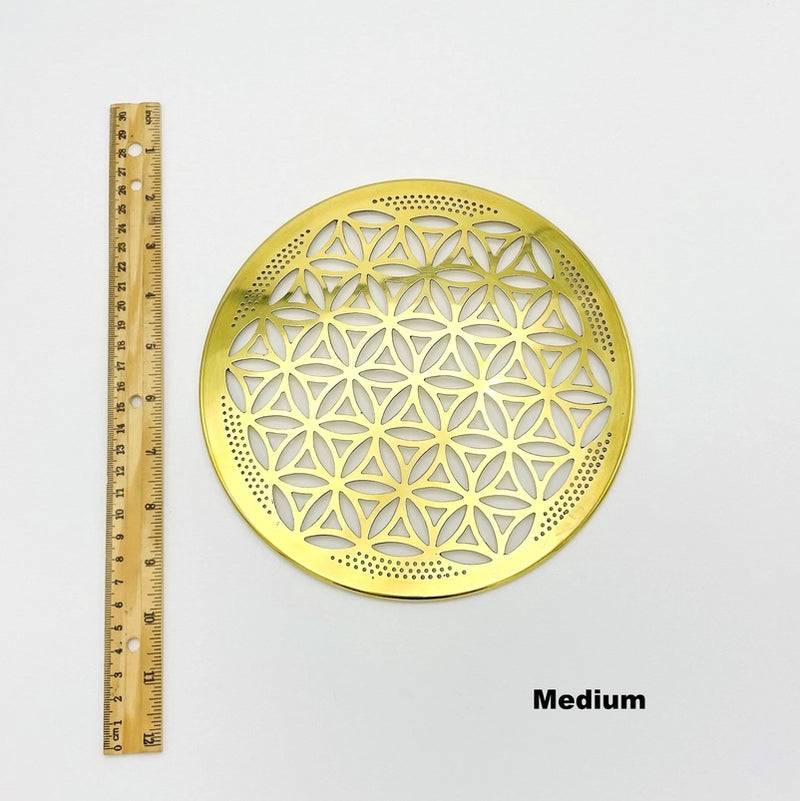 Flower of Life Golden Brass Crystal Grid Base FB1102 🌿