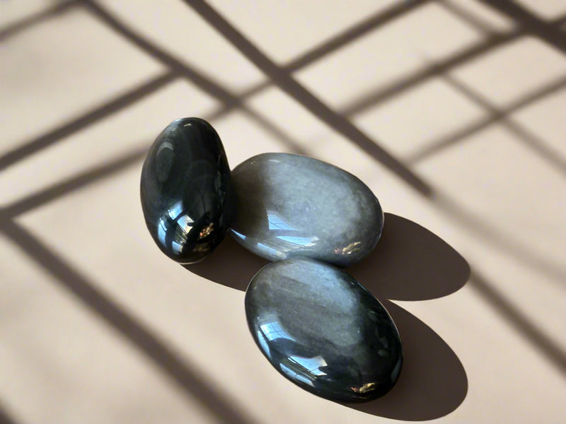 Silver Sheen Obsidian Palm Stones FB2212 🌿