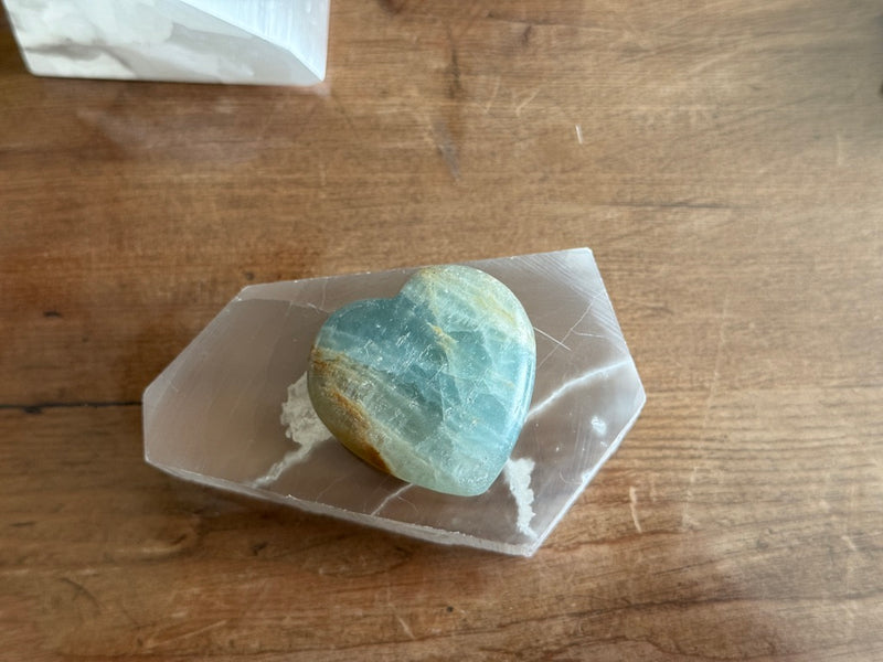 Lemurian Blue Aquatine Calcite Hearts FB3403 💙