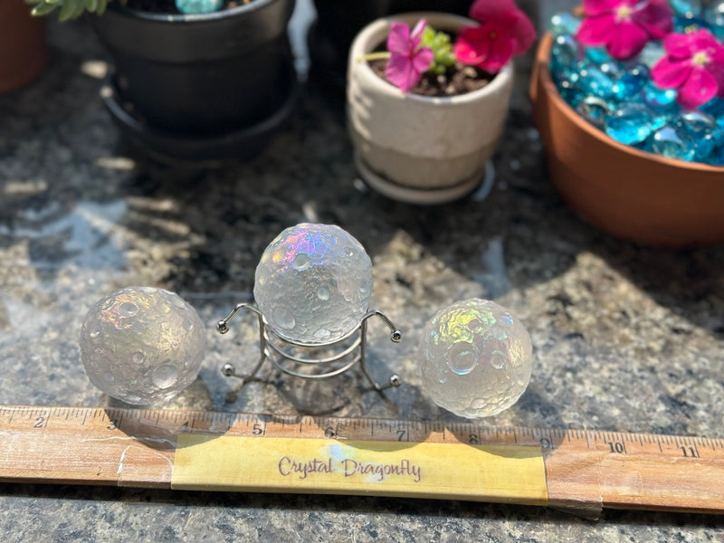 Angel Aura Quartz Textured Moon Surface Iridescent Sphere FB2778 🌸