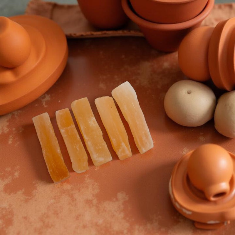 Selenite Rough Rectangular Pieces, Set of 5 FB2587 🧡