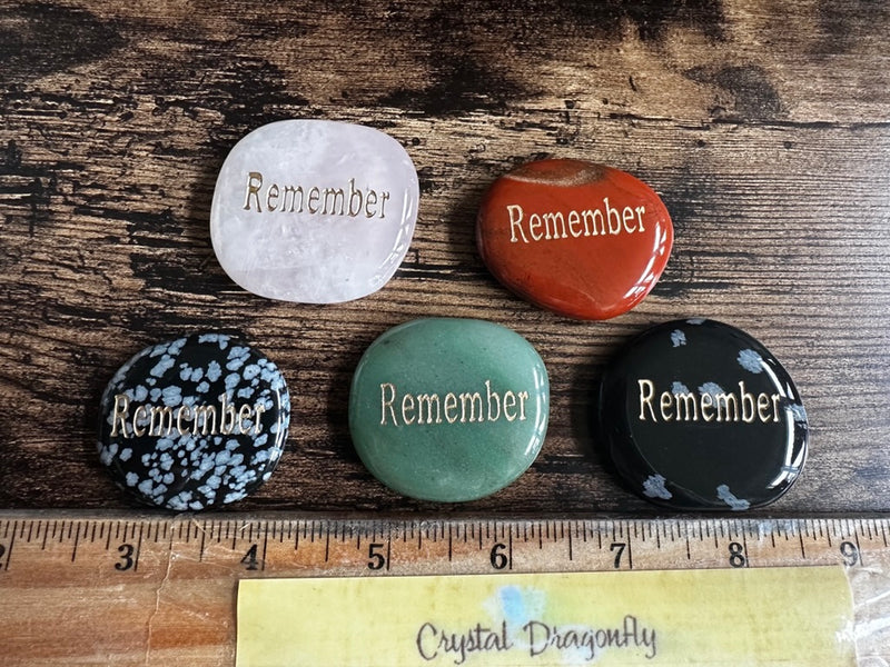 REMEMBER Wordstone Totem / Spirit Stone Engraved on Assorted Gemstones