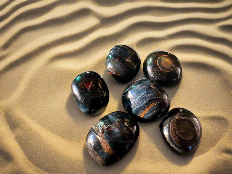 Tumbled Blue Tiger Eye (Hawk's Eye), A quality, grounding, shielding, manifestation FB2636 💙