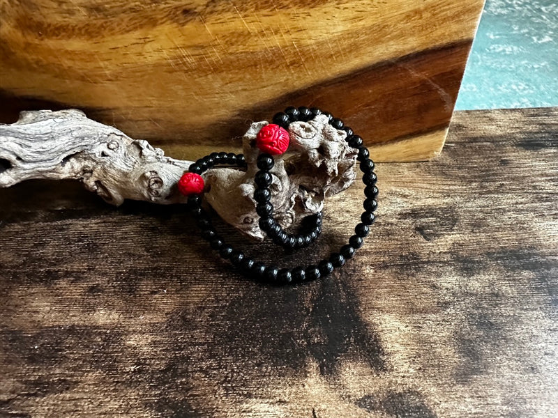 Black Onyx & Cinnabar Longevity Double Wrap bracelet FB1629