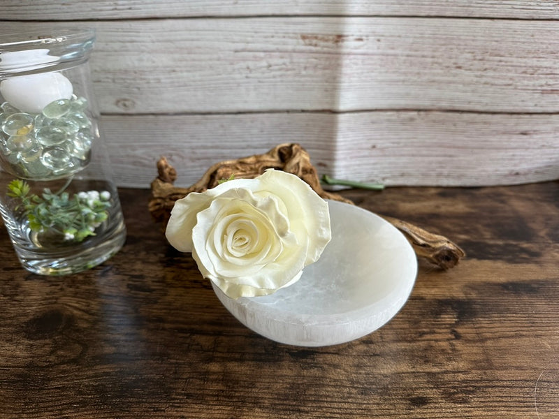 Selenite Round Bowls from Morocco, strong vibration, Angelic Realm FB3143