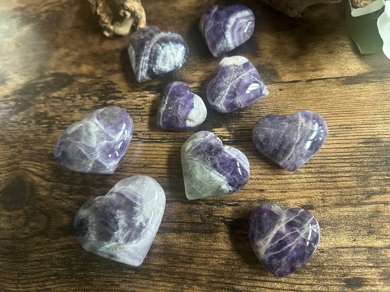 Amethyst Chevron Heart - Stone of Sobriety - Powerful Healing - Stress Relief FB3313