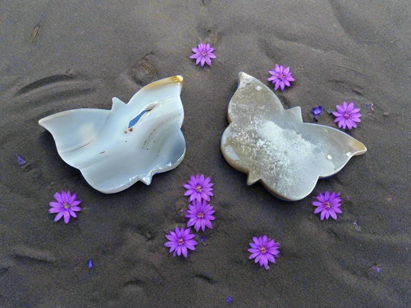 Gray Agate Butterfly Carving, Totem / Spirit Animal FB1336