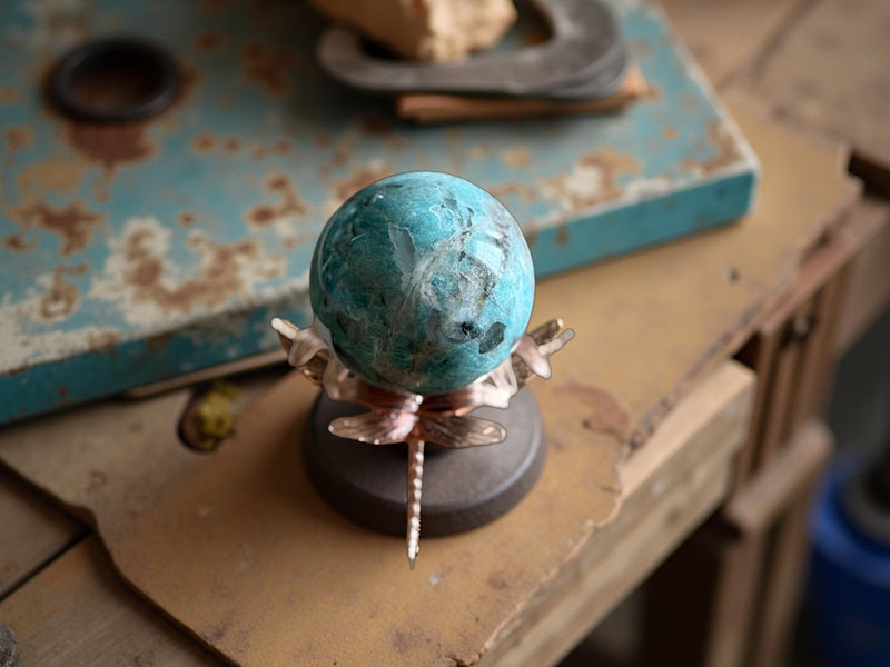 Graphic Amazonite (Amazonite with Smoky Quartz) Sphere from Madagascar FB1558 💠