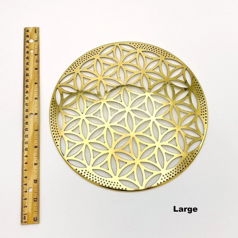 Flower of Life Golden Brass Crystal Grid Base FB1102 🌿
