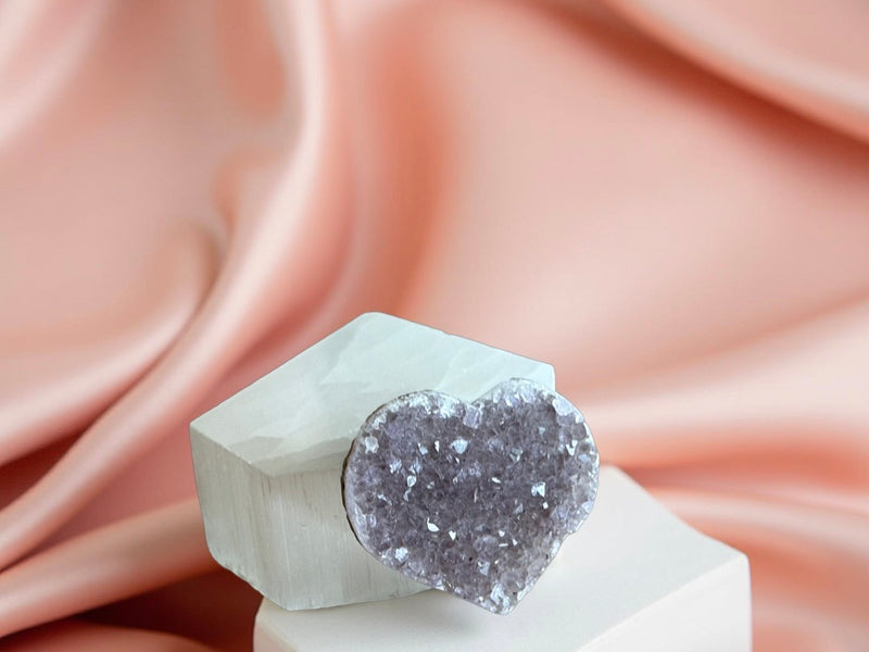 Amethyst Drusy / Cluster Carved Hearts for tranquility, calm and serenity FB1905 💜