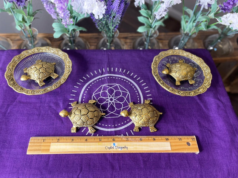 Brass Tortoise with Water Plate, Luck, Wealth & Positivity FB3389