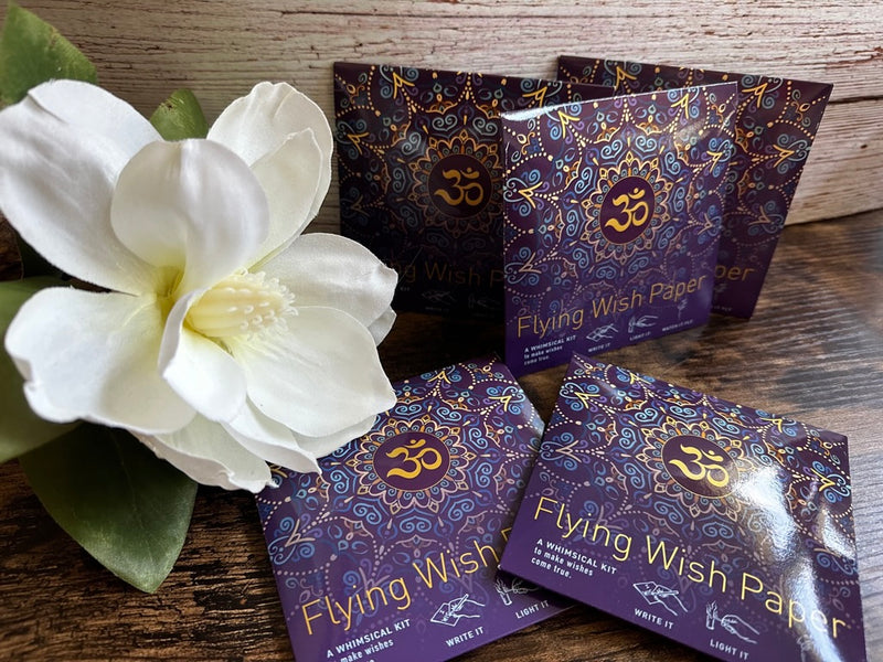 Flying Prayer and Flying Wish Paper plus Tumbled Stone in Drawstring Pouch