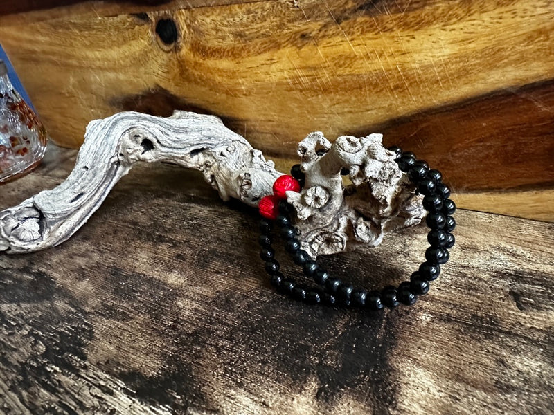 Black Onyx & Cinnabar Longevity Double Wrap bracelet FB1629