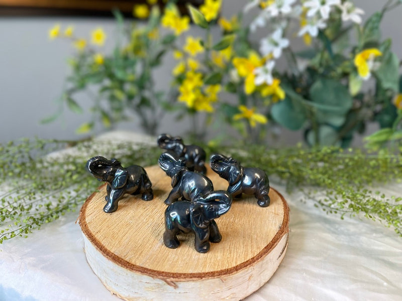 Elephant Totem/Spirit Animal Carving, Assorted Gemstones FB1064 🐘🐘
