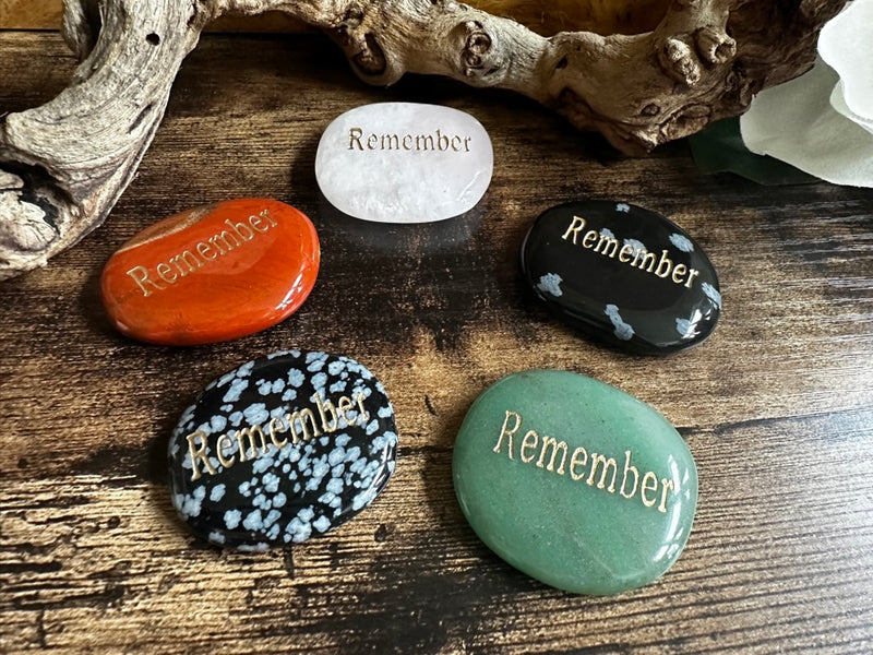 REMEMBER Wordstone Totem / Spirit Stone Engraved on Assorted Gemstones