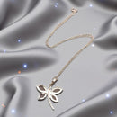 Abalone Shell Silver Tone Dragonfly Necklace 🧚 FB2094