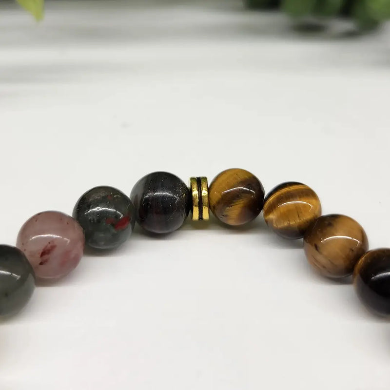 Tiger Eye, Green Jade, Bloodstone Power / Prayer Bracelet, Abundance - Intention Collection FB3395