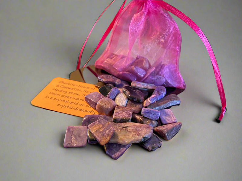 Tumbled Charoite Grab Bag from Siberia, for soothing nerves, relationships FB2648