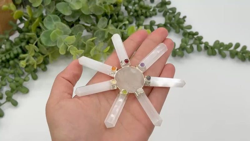 Energy Generator, Selenite 7 Point, Chakra FB3348 🪷