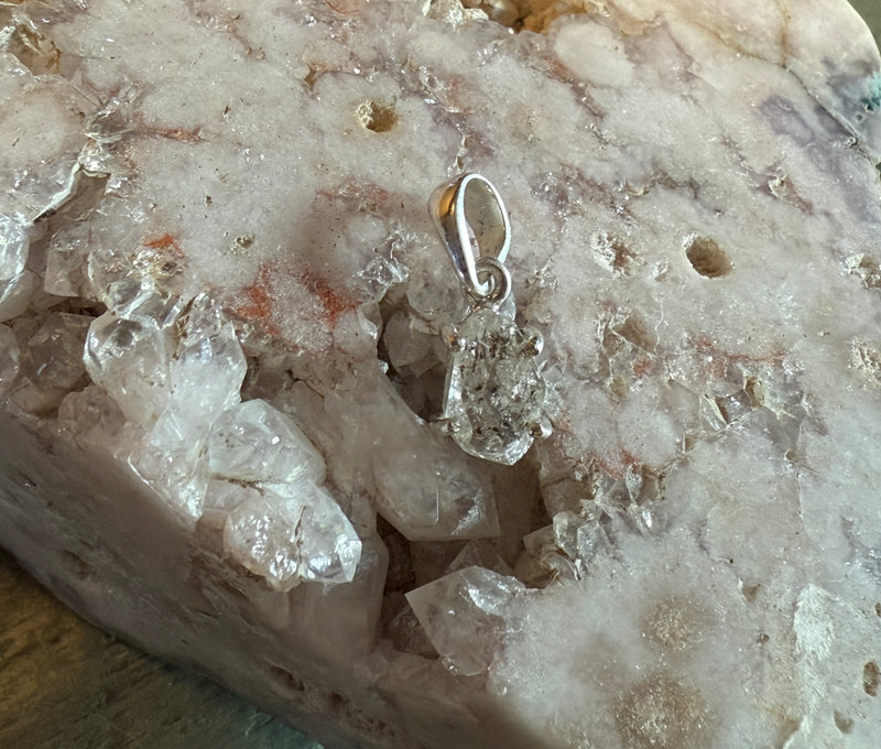 Herkimer Diamond Sterling Silver Pendant, The Stone of Attunement, Gift Box FB1815 💫