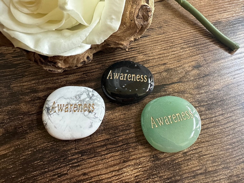 Awareness Wordstone Totem / Spirit Stone Engraved on Assorted Gemstones