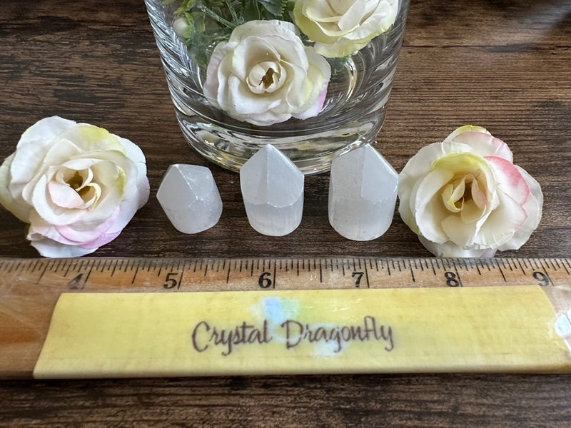 Selenite Points, small and perfect for crystal grids, Set of 3 FB3366