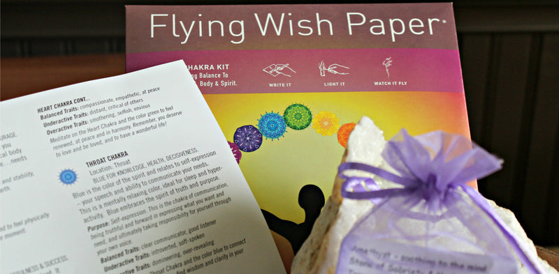 Flying Prayer and Flying Wish Paper plus Tumbled Stone in Drawstring Pouch
