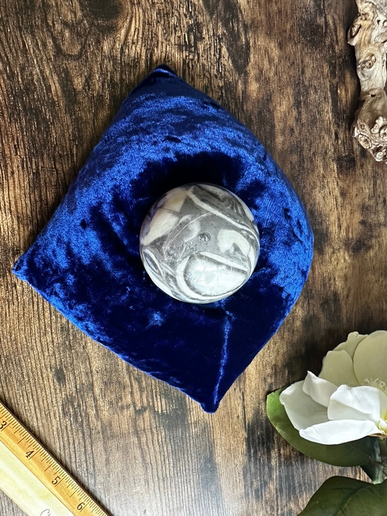 Blue Crushed Velvet Display Pillow