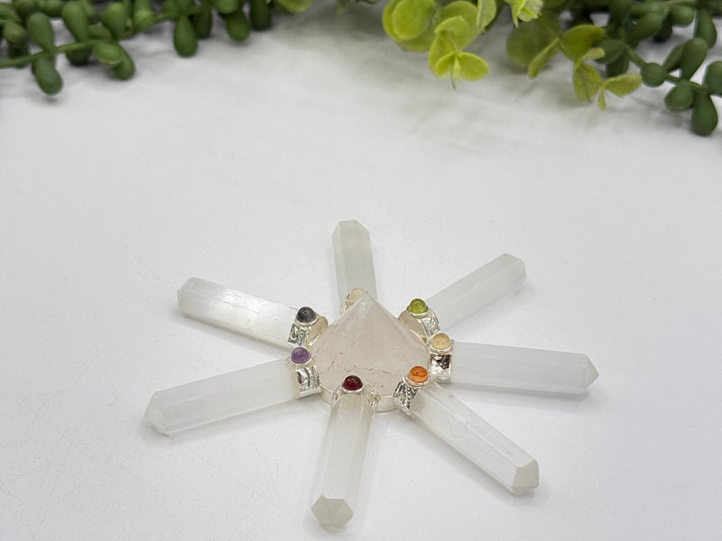 Energy Generator, Selenite 7 Point, Chakra FB3348 🪷
