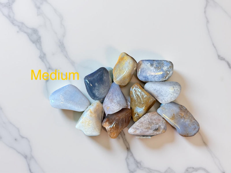 Tumbled Blue Chalcedony for building confidence and cooperation FB1006 💙
