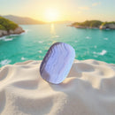 Blue Lace Agate Small Palm Stone from South Africa, Bonus White Sage Smudge Stick FB1674 💙