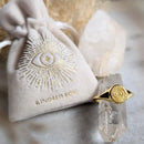 Protective Eye, Evil Eye, 14k Gold Signet Adjustable Ring FB3378
